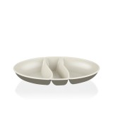 Luxplastic IRIS L-00517 dupla színű snack tál,  zöld, szürke, beige