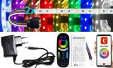 LVT 2x5m hosszú 72Wattos, wifi-s 4 zónás FUT092 RF távirányítós, adapteres RGBCW LED szalag (600db 5050 SMD LED)