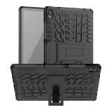 Lenovo Tab P11 (11.0) TB-J606F, Műanyag hátlap védőtok, Defender, kitámasztóval és szilikon belsővel, autógumi minta, fekete (RS105027) - Tablet tok