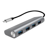 Logilink USB 3.2 USB-C 4 portos hub alumínium ház (UA0309) (UA0309) - USB Elosztó