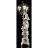Lorenzon Kerámia állólámpa virágokkal, 3 eredeti muránói üveg lámpatesttel, eredeti Swarovski kristályokkal - fehér, arany, platina
