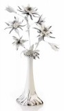 Lorenzon Magas kerámia váza virágokkal - fehér, platina