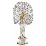 Lorenzon Nagyméretű páva kerámia szobor, talapzattal, világítással, eredeti Swarovski kristályokkal - fehér, arany, platina