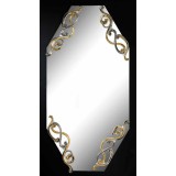 Lorenzon Nyolcszögletű kerámia tükör 4 díszítéssel - fehér, arany, platina