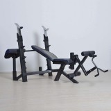 m-tech (A) Katie AWB-98859 állítható fekpad + súlyzóállvány Scott-paddal, ferdepad, fekvenyomó pad