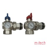 m-tech UniTherm hollandis KB sarok golyóscsap szett hőmérővel, sárgaréz, krómozott 1" (párban)