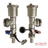 m-tech UniTherm osztóvégelem automata légtelenítővel és töltő-ürítőcsappal, sárgaréz, krómozott, öntömítő, 1" (párban)