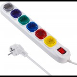 Maclean MCE509 B 220V Hálózati elosztó 6 aljzatos 1.5m - Fehér (MCE509)