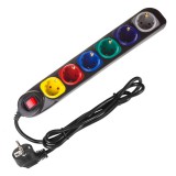 Maclean MCE509 B 220V Hálózati elosztó 6 aljzatos 1.5m - Fekete (MCE509 B)