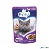 Macskaeledel, alutasakos, felnőtt macskáknak, 100 g, PREVITAL, nyúl és pulyka aszpikban