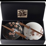 Made In Japan Cherry Blossom Tálkészlet pálcikákkal, 400 ml, 2 db (MIJC0054)