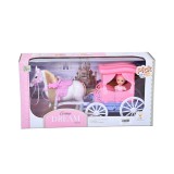 Magic Toys Álom hintó szett lóval és 7,5cm-es babával pink színben