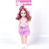 Magic Toys Baba szívecskés szoknyás ruhában melíros frizurával 46cm