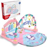 Magic Toys Baby fitness zenélő és foglalkoztató játszószőnyeg lábzongorával pink színben