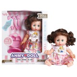 Magic Toys Barna hajú pisilős baba hanggal és kiegészítőkkel