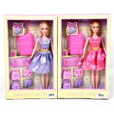 Magic Toys Divatbaba bőrönddel és kiegészítőkkel kétféle változatban 29cm