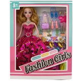 Magic Toys Divatbaba pink flitteres báli ruhában kiegészítőkkel 28cm
