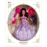 Magic Toys Divatbaba póthajjal és kiegészítőkkel lila ruhában 30cm