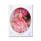 Magic Toys Divatbaba póthajjal és kiegészítőkkel rózsaszín ruhában 30cm