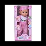 Magic Toys Dorka baba kockás kantáros ruhában 25cm hang effektekkel