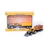 Magic Toys Dupla traktor sárga színben teherszállító utánfutóval
