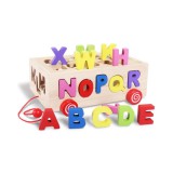 Magic Toys Fa betűs formaillesztő húzható kocsi