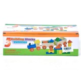 Magic Toys Fa vonatszett színes építőkockákkal