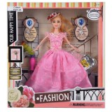 Magic Toys Fashion divatbaba kalappal, rózsaszín báli ruhában kiegészítőkkel 29cm