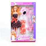 Magic Toys Fashion divatbaba pöttyös ruhában kiegészítőkkel 29cm