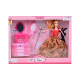 Magic Toys Fashion Girl: Divat baba készlet sminkasztallal és fésűvel 30cm-es