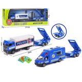 Magic Toys Fém rendőrautó modell vontatmánnyal és járműves kártyákkal 30cm háromféle változatban