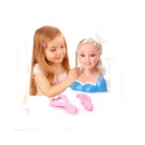 Magic Toys Fésülhető babafej hosszú szőke hajjal kétféle ruhában kiegészítőkkel