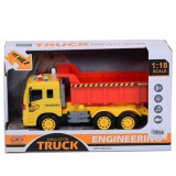 Magic Toys Háromtengelyes dömper piros borítható platóval 1:18-as méretarányban fény és hang effektekkel