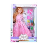 Magic Toys Hercegnő baba rózsaszín ruhában kiegészítőkkel 30cm