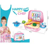 Magic Toys Hordozható pink játékkonyha készlet bőröndben 21db-os szett