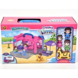 Magic Toys Hordozható turistabusz alakú szétnyitható játékszett kiegészítőkkel