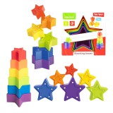 Magic Toys Little Stars: Színes csillag formájú toronyépítő bébijáték