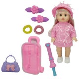 Magic Toys Melani 36cm-es pisilő baba bőrönddel, kiegészítőkkel és hang effektekkel
