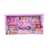 Magic Toys Öltöztethető Sandra baba divatos kiegészítőkkel és fésű szettel 28cm