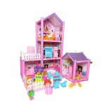 Magic Toys Pink emeletes babaház játékszett