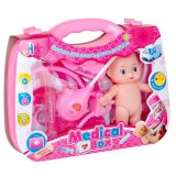 Magic Toys Pink játék orvosi szett babával és kiegészítőkkel bőröndben