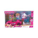 Magic Toys Pink sportautó helikopterrel és kiegészítőkkel, fénnyel és hanggal