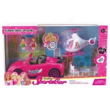 Magic Toys Pink világító sportkocsi szett helikopterrel és kiegészítőkkel