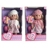 Magic Toys Pisilő lány baba szoknyában és sapkával kétféle változatban