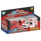 Magic Toys Rescue Vehicle 2db-os tűzoltó és mentőautó szett fénnyel és hanggal