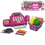 Magic Toys Rózsaszín pénztárgép fénnyel és hanggal, kiegészítőkkel és játékpénzzel 24cm