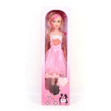 Magic Toys Rózsaszín ruhás divatbaba hanggal 56cm