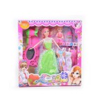 Magic Toys Stílusos baba tükörrel, ruhákkal és kiegészítőkkel 28cm