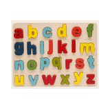 Magic Toys Színes fa formaillesztő puzzle ABC kisbetűkkel 26db-os készlet