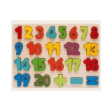 Magic Toys Színes fa formaillesztő puzzle számokkal 1-20ig 23db-os készlet